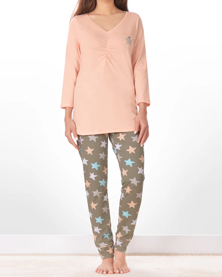 تیشرت آستین بلند و شلوار ستاره زنانه تیشرت آستین بلند و شلوار ستاره زنانه