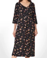 پیراهن آستین سه ربع گلباران زنانه