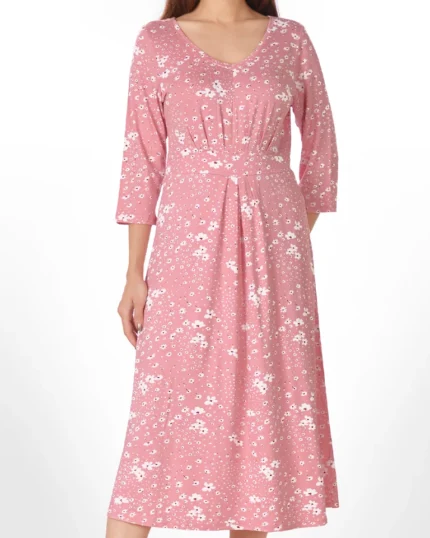 پیراهن آستین سه ربع گلباران زنانه