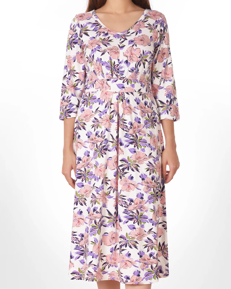 پیراهن آستین سه ربع گلباران زنانه پیراهن آستین سه ربع گلباران زنانه